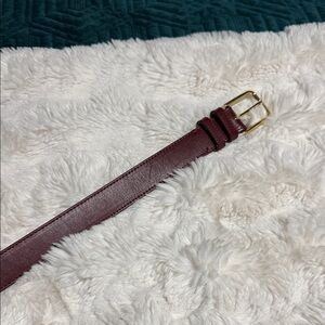 Banana Republic Burgundy Leather Belt with Gold Buckle